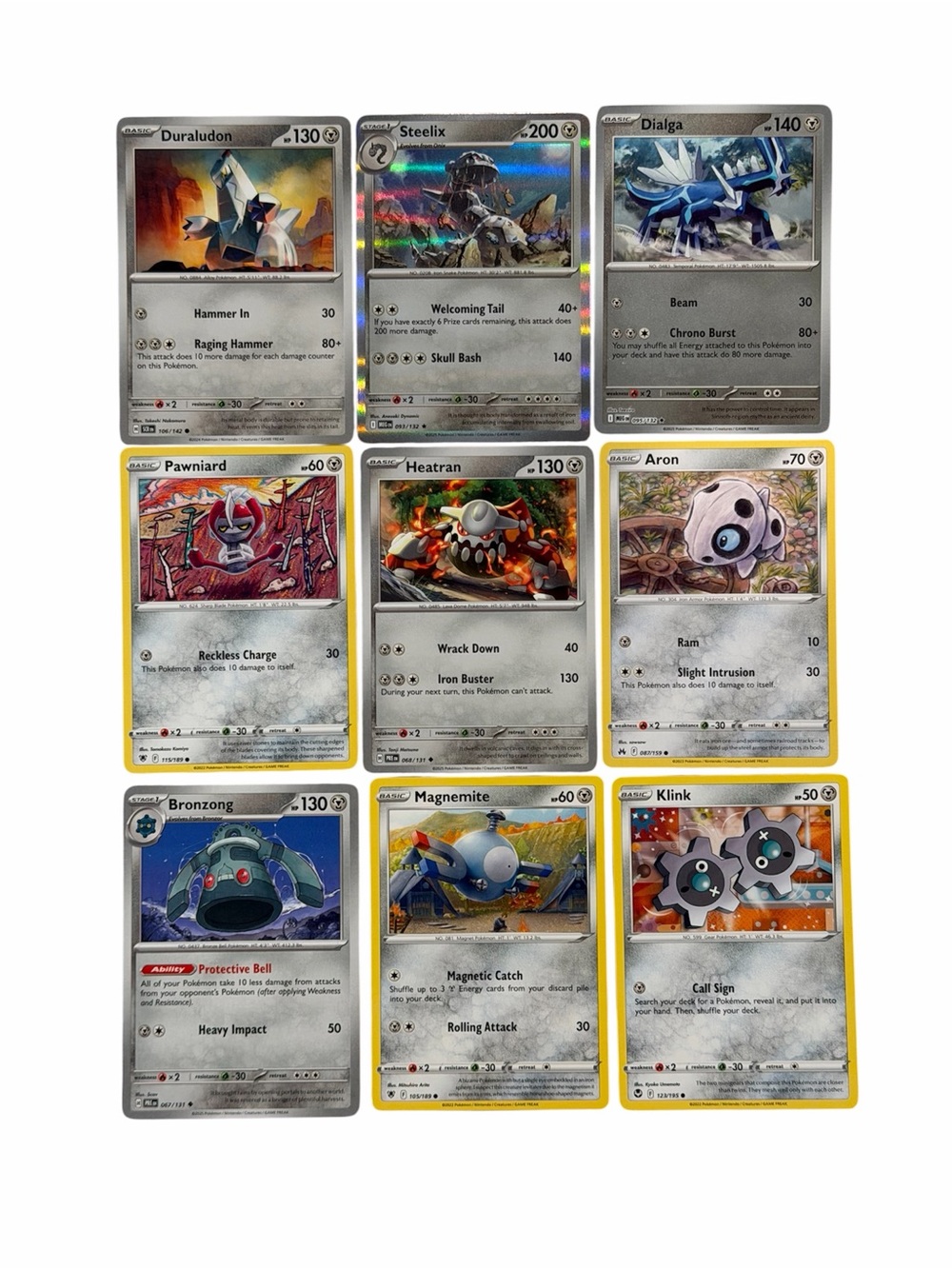 Lot of 9 metal type Pokemon cards (2 HOLO) - Bundle and Save